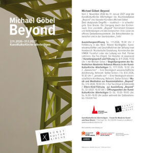 Einladungskarte zur Ausstellungseröffnung "Beyond" in Frankfurt am Main